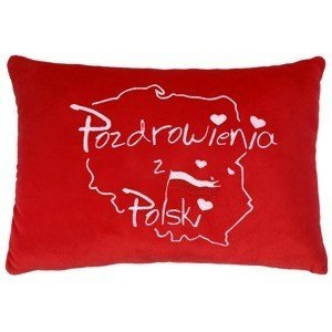 Poduszka Pozdrowienia z Polski czerwona 30cm