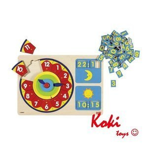 58650G Drewniany zegar układanka nauka czasu