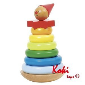 57961G Piramidka drewniana pajacyk